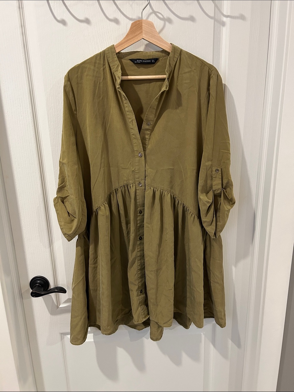 Zara Olive Green Button-Front Tunic